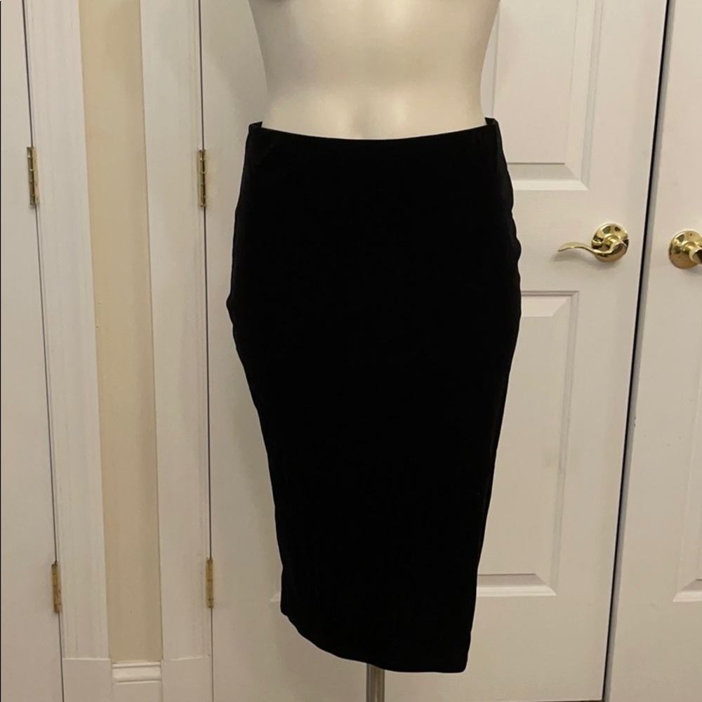 Black Velvet midi pencil skirt